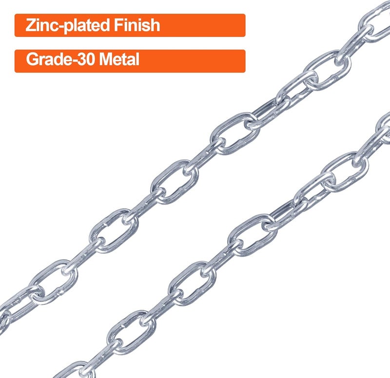 TeukRiGa 8/0"x27" Grade 30Trailer Safety Chain ，17/32" Hook Diameter with Clevis Style Slip Hook 7000 lbs Break Strength 2 Pcs (8/0"x27") - Image 3